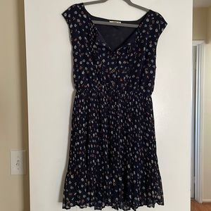 Floral navy blue dress, size Large